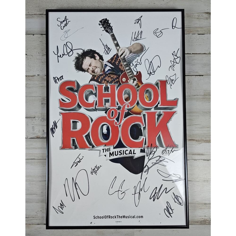 Cast-Signed Framed SCHOOL OF ROCK: THE MUSICAL Collectible Promotional Poster